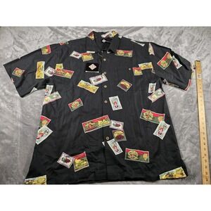 NWT Tabasco Hot Sauce‎ Button Up Hawaiian Camp Shirt All over Print Mens XL